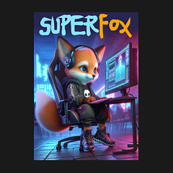 Свитшот хлопковый мужской Super fox gamer - ai art fantasy, цвет: черный — фото 2