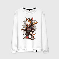 Свитшот хлопковый мужской Bully with a baseball bat - ai art fantasy, цвет: белый