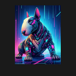 Свитшот хлопковый мужской Кибер щенок бультерьера - нейросеть, цвет: черный — фото 2