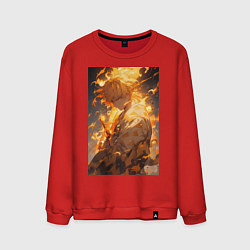 Свитшот хлопковый мужской Клинок, рассекающий демонов Дзэнъицу Агацума, цвет: красный