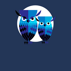 Свитшот хлопковый мужской Семья филинов на фоне большой луны, цвет: тёмно-синий — фото 2