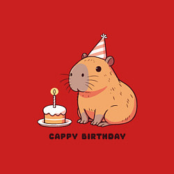 Свитшот хлопковый мужской Капибара с тортом день рождения cappy birthday, цвет: красный — фото 2