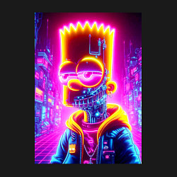 Свитшот хлопковый мужской Кибер Барт в мегаполисе - нейросеть, цвет: черный — фото 2