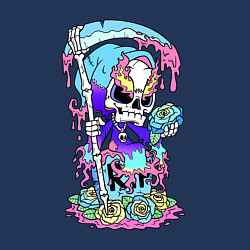 Свитшот хлопковый мужской Смерть в балахоне сидит на надгробии, цвет: тёмно-синий — фото 2