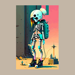 Свитшот хлопковый мужской Cyber skeleton from future - ai art fantasy, цвет: миндальный — фото 2