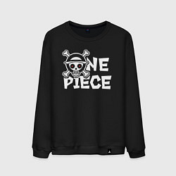 Свитшот хлопковый мужской One piece - логотип, цвет: черный