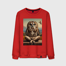 Мужской свитшот Прикольная сказочная сова - нейросеть