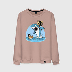Мужской свитшот Free hugs - shark