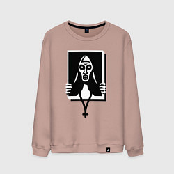 Свитшот хлопковый мужской Ведьма монашка, цвет: пыльно-розовый