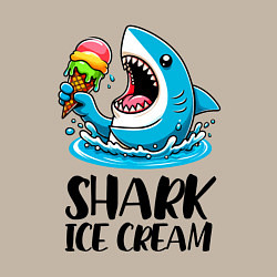 Свитшот хлопковый мужской Акула ест мороженое - нейросеть, цвет: миндальный — фото 2