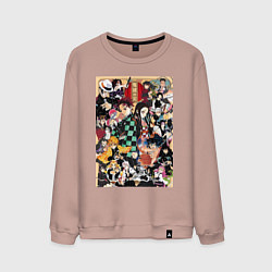 Свитшот хлопковый мужской Клинок, рассекающий демонов Тандзиро Камадо Мудзан, цвет: пыльно-розовый