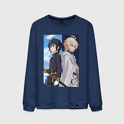 Свитшот хлопковый мужской Последний Серафим Микаэла Хякуя, цвет: тёмно-синий