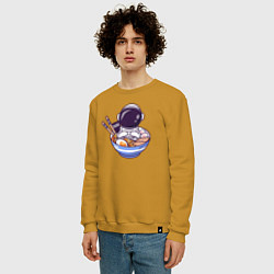 Свитшот хлопковый мужской Ramen spaceman, цвет: горчичный — фото 2