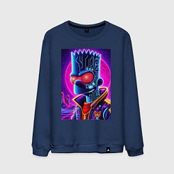 Свитшот хлопковый мужской Cool Bart Simpson - neon glow, цвет: тёмно-синий
