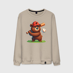 Свитшот хлопковый мужской Bear cub batter Baltimore Orioles - ai art, цвет: миндальный