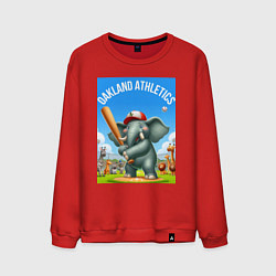 Свитшот хлопковый мужской Elephant - batter Oakland Athletics, цвет: красный