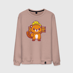 Свитшот хлопковый мужской Бобёр на стройке, цвет: пыльно-розовый