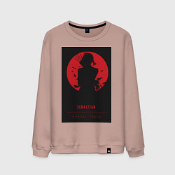 Свитшот хлопковый мужской Тёмный дворецкий Себастьян Михаэлис боец, цвет: пыльно-розовый