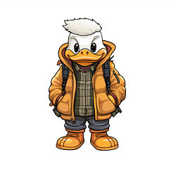 Свитшот хлопковый мужской Утёнок в тёплой куртке, цвет: белый — фото 2