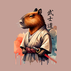 Свитшот хлопковый мужской Capybara samurai - ai art fantasy, цвет: пыльно-розовый — фото 2