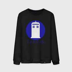Свитшот хлопковый мужской Blue tardis, цвет: черный