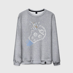 Свитшот хлопковый мужской Космос в лампочке, цвет: меланж