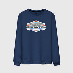 Свитшот хлопковый мужской Амстердам - добро пожаловать, цвет: тёмно-синий