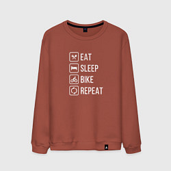 Свитшот хлопковый мужской Eat sleep bike repeat, цвет: кирпичный