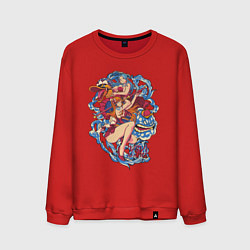 Свитшот хлопковый мужской Оne piece виви и нами vivi and nami, цвет: красный