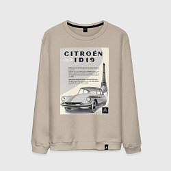 Свитшот хлопковый мужской Автомобиль Citroen, цвет: миндальный