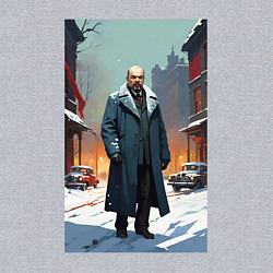 Свитшот хлопковый мужской Ленин зимой без охраны - нейросеть, цвет: меланж — фото 2