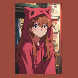 Свитшот хлопковый мужской Евангелион Аска Лэнгли Сорью кошка, цвет: кирпичный — фото 2