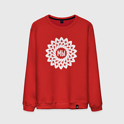 Свитшот хлопковый мужской Мы в круговом орнаменте из белых рук, цвет: красный