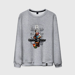 Свитшот хлопковый мужской Арт тролль повар, цвет: меланж