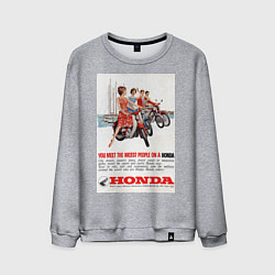 Свитшот хлопковый мужской Honda мотоцикл, цвет: меланж