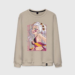 Свитшот хлопковый мужской Клинок рассекающий демонов Даки 6 высшая луна, цвет: миндальный