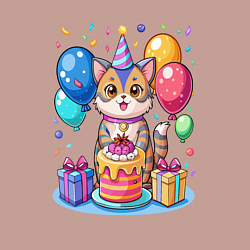 Свитшот хлопковый мужской День рождения кота, цвет: пыльно-розовый — фото 2