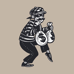 Свитшот хлопковый мужской Вор с мешками денег, цвет: миндальный — фото 2