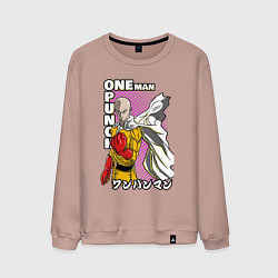 Свитшот хлопковый мужской One-Punch Man Ванпанч, цвет: пыльно-розовый
