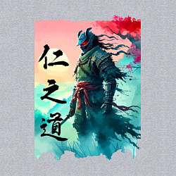 Свитшот хлопковый мужской Japanese samurai - ghost of Tsushima sketch, цвет: меланж — фото 2