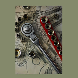 Свитшот хлопковый мужской Трещотка ключ и чертеж, цвет: авокадо — фото 2