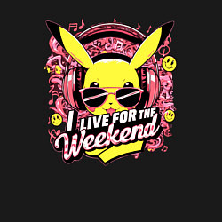 Свитшот хлопковый мужской Пикачу в очках и наушниках на выходных, цвет: черный — фото 2