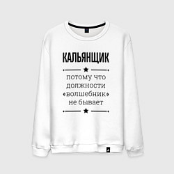 Свитшот хлопковый мужской Кальянщик должность волшебник, цвет: белый