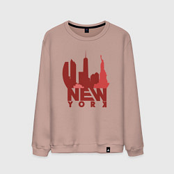 Свитшот хлопковый мужской New York red, цвет: пыльно-розовый