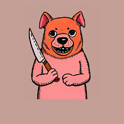 Свитшот хлопковый мужской Бульдог с красной мордой и ножом, цвет: пыльно-розовый — фото 2