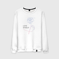 Свитшот хлопковый мужской BTS love myself, цвет: белый
