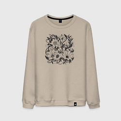 Свитшот хлопковый мужской Органические абстракции цветов, цвет: миндальный