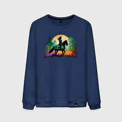 Свитшот хлопковый мужской Девушка на лошади, цвет: тёмно-синий