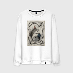 Свитшот хлопковый мужской Абстрактная картина Forms, цвет: белый