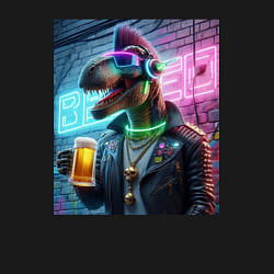 Свитшот хлопковый мужской Dinosaur dude with a beer mug wearing headphones a, цвет: черный — фото 2